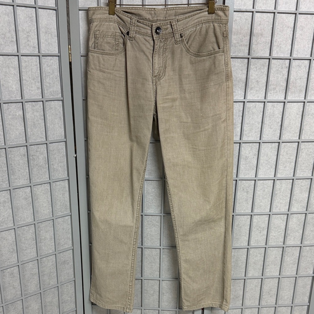 Tristan Men's Casual Beige/Tan Pants - Classic Straight Fit, Size 30